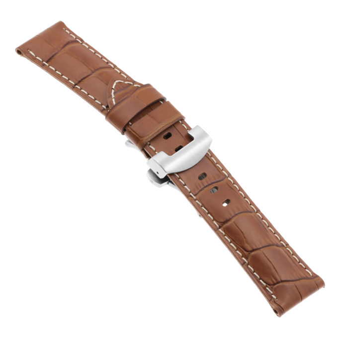 Ps4.3.bs Main Rust Croc Leather Panerai Watch Band Strap With Brushed Silver Deployant Clasp Apple Watch