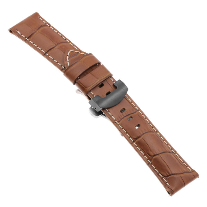 Ps4.3.mb Main Rust Croc Leather Panerai Watch Band Strap With Black Deployant Clasp Apple Watch