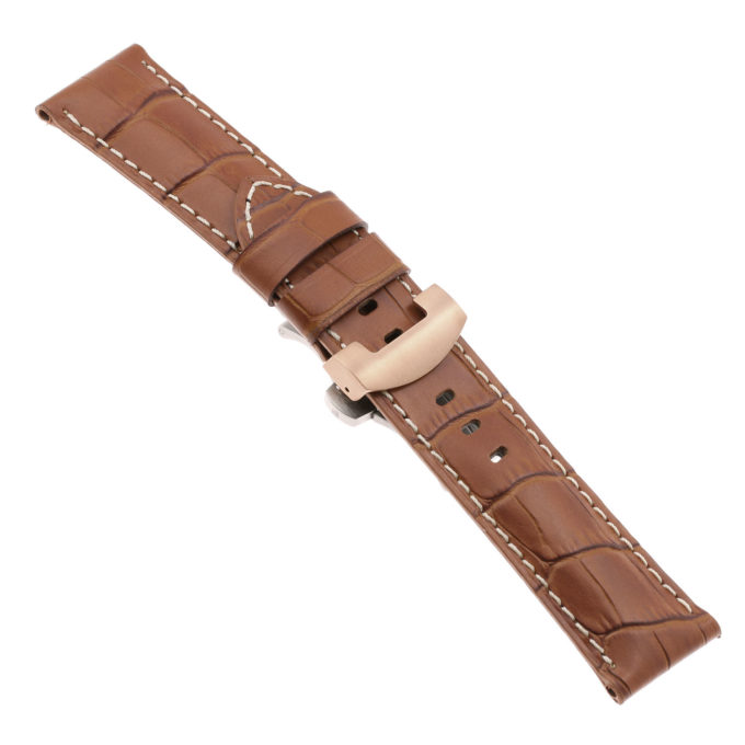 Ps4.3.rg Main Rust Croc Leather Panerai Watch Band Strap With Rose Gold Deployant Clasp Apple Watch