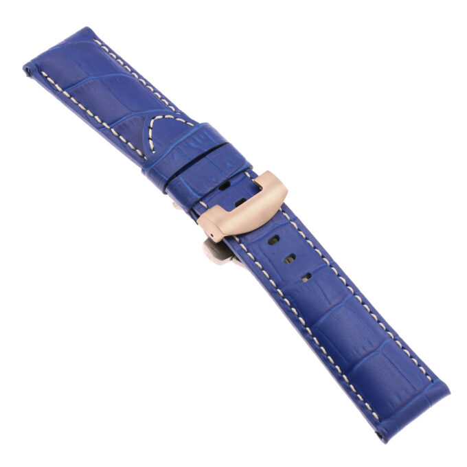 Ps4.5.rg Main Blue Croc Leather Panerai Watch Band Strap With Rose Gold Deployant Clasp Apple Watch