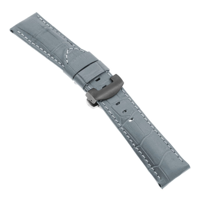 Ps4.7.mb Main Grey Croc Leather Panerai Watch Band Strap With Black Deployant Clasp Apple Watch