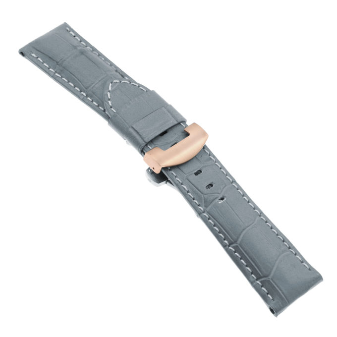 Ps4.7.rg Main Grey Croc Leather Panerai Watch Band Strap With Rose Gold Deployant Clasp Apple Watch