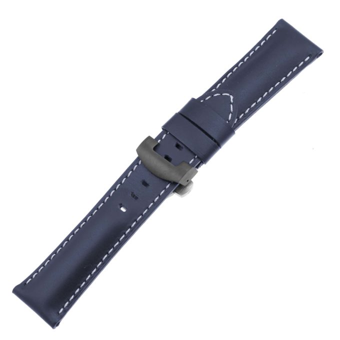 Ps5.5.mb Main Navy Blue Smooth Leather Panerai Watch Band Strap With Black Deployant Clasp Apple Watch