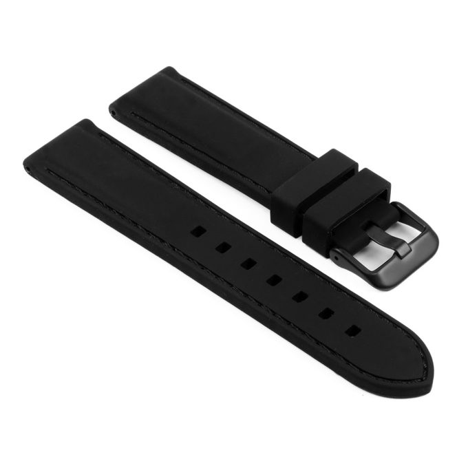 Pu1.1.1.mb Rubber Strap With Contrast Stitching With Matte Black
