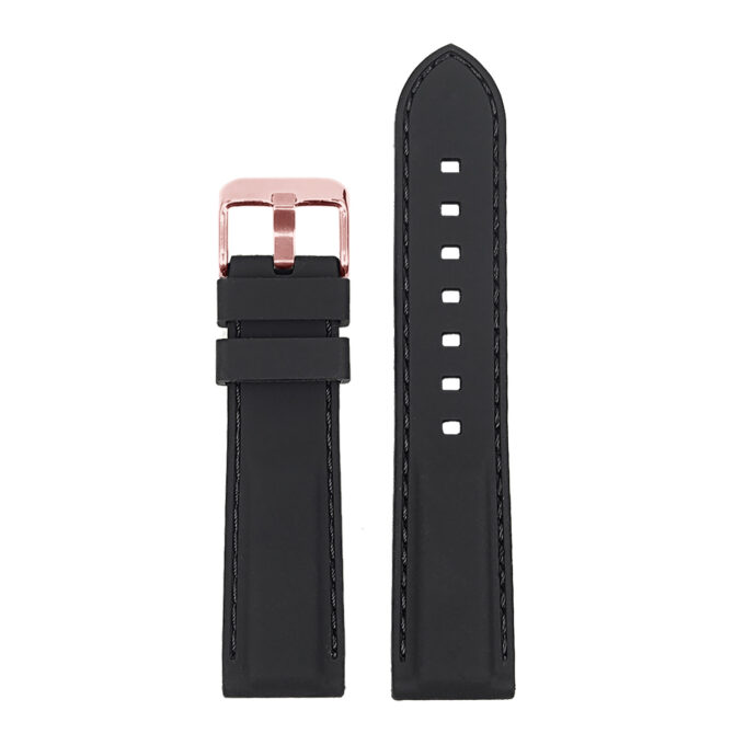 Pu1.1.1.rg Silcone Rubber Watch Strap In Black W Rose Gold Buckle 1 Apple Watch
