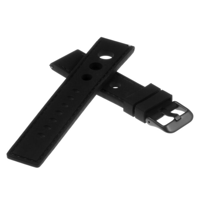 Pu11.1.1.mb Silicone Rally Strap In Black W Matte Black Buckle 2 Apple Watch