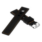 Pu11.1.12 GallerySilicone Rally Strap In Black W Orange Stitching 2 Apple Watch