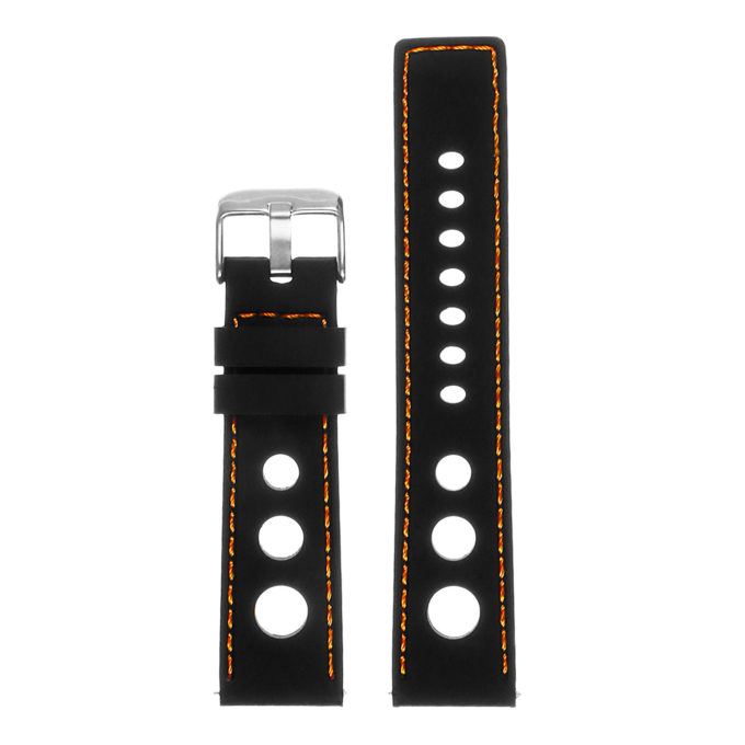 Pu11.1.12 Silicone Rally Strap In Black W Orange Stitching 3 Apple Watch