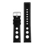 Pu11.1.22 Silicone Rally Strap In Black W White Stitching 3 Apple Watch