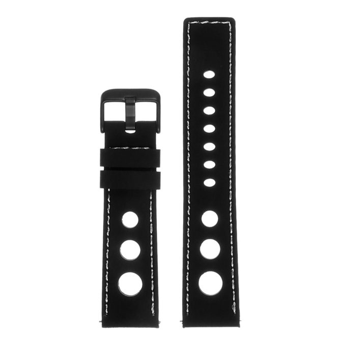 Pu11.1.22.mb Silicone Rally Strap In Black W White Stitching W Matte Black Buckle 3 Apple Watch