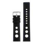 Pu11.1.5 Silicone Rally Strap In Black W Blue Stitching 3 Apple Watch