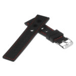 Pu11.1.6 Silicone Rally Strap In Black W Red Stitching 2 Apple Watch