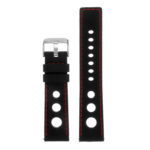 Pu11.1.6 Silicone Rally Strap In Black W Red Stitching 3 Apple Watch