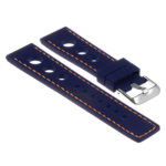 Pu11.5.12 Silicone Rally Strap In Blue W Orange Stitching Apple Watch