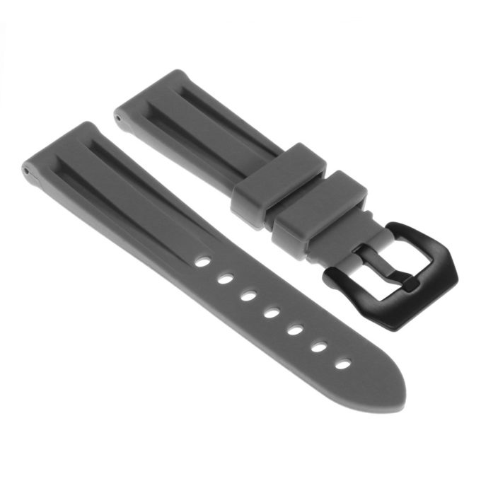 R.pn1.7.mb Silicone Rubber Strap In Grey W Matte Black Buckle Apple Watch