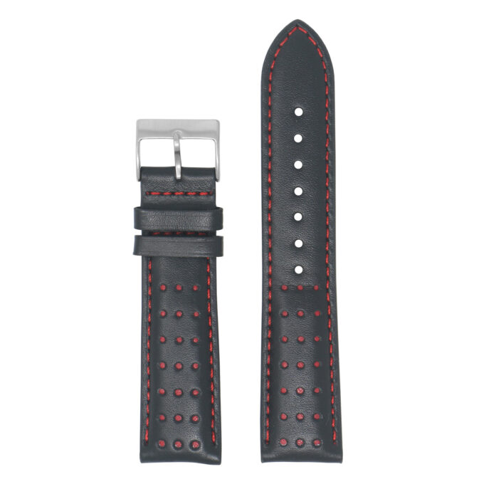 Ra8.1.6 Up Black & Red DASSARI Perforated Leather Racing Rally Watch Band Quick Release Strap 18mm 20mm 22mm 24mm Apple Watch