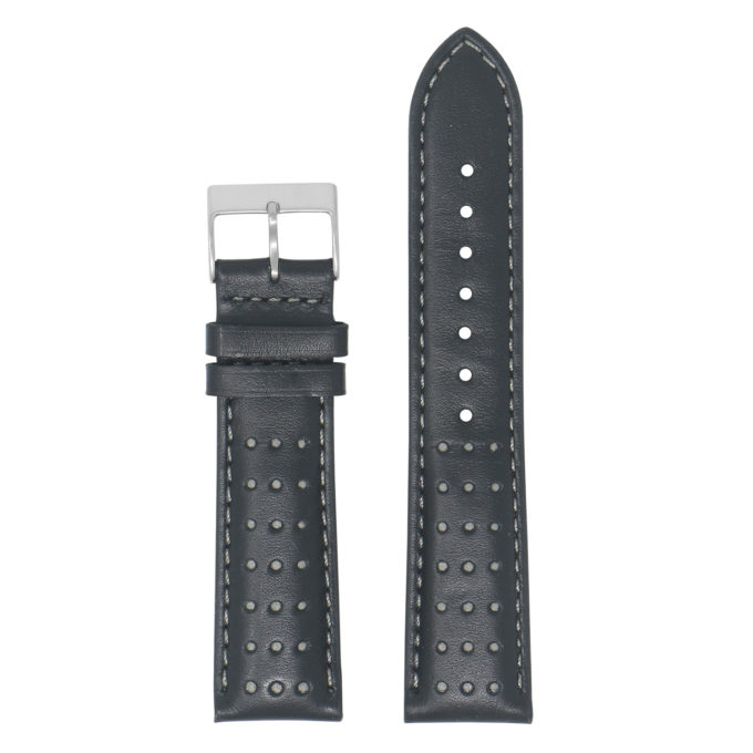Ra8.1.7 Up Black & Grey DASSARI Perforated Leather Racing Rally Watch Band Quick Release Strap 18mm 20mm 22mm 24mm Apple Watch