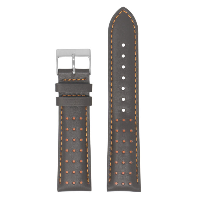 Ra8.2.12 Up Brown & Orange DASSARI Perforated Leather Racing Rally Watch Band Quick Release Strap 18mm 20mm 22mm 24mm Apple Watch