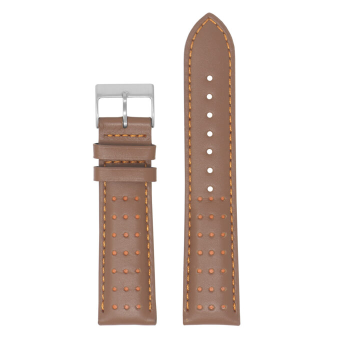 Ra8.3.12 Up Tan & Orange DASSARI Perforated Leather Racing Rally Watch Band Quick Release Strap 18mm 20mm 22mm 24mm Apple Watch