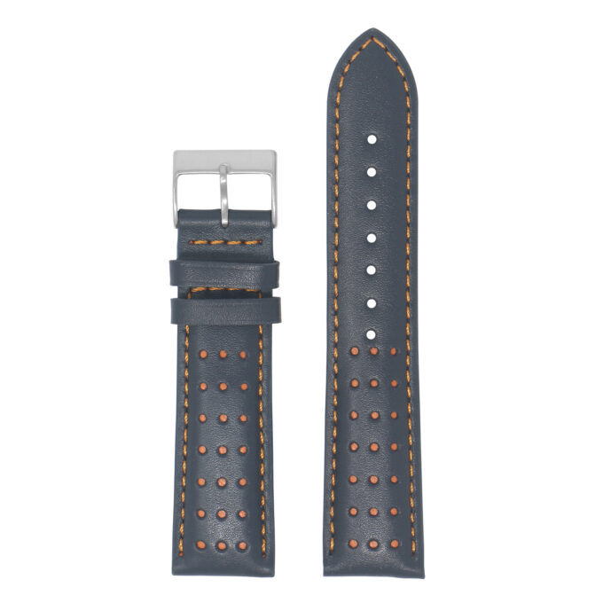 Ra8.5.12 Up Blue & Orange DASSARI Perforated Leather Racing Rally Watch Band Quick Release Strap 18mm 20mm 22mm 24mm Apple Watch