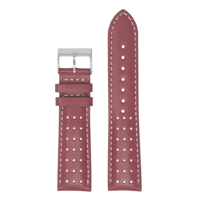Ra8.6.22 Up Red & White DASSARI Perforated Leather Racing Rally Watch Band Quick Release Strap 18mm 20mm 22mm 24mm Apple Watch