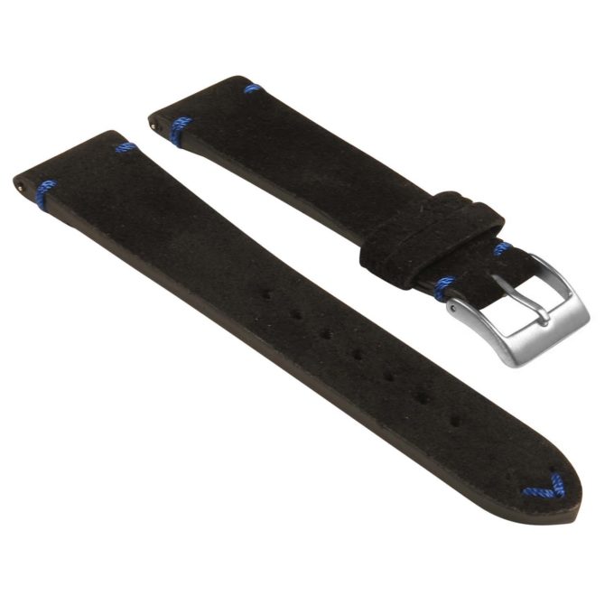 St28.1.5 Angled Suede Watch Strap In Black & Blue Apple Watch