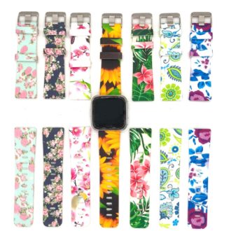 Fb.m51 All Colour StrapsCo Silicone Rubber Watch Band Strap With Floral Pattern For Fitbit Versa