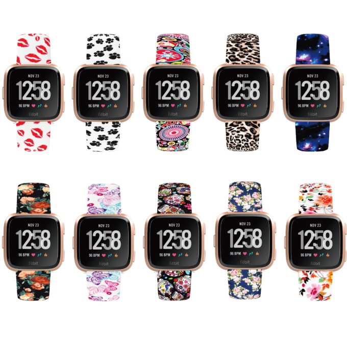 Fb.r39 All Colour Lips StrapsCo Patterned Rubber Watch Band Strap For Fitbit Versa