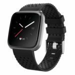 Fb.r44.1 Main Black StrapsCo Perforated Silicone Rubber Watch Band Strap For Fitbit Versa