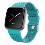 Fb.r44.11 Main Teal StrapsCo Perforated Silicone Rubber Watch Band Strap For Fitbit Versa