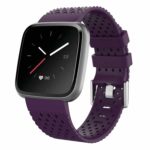 Fb.r44.18 Main Dark Purple StrapsCo Perforated Silicone Rubber Watch Band Strap For Fitbit Versa