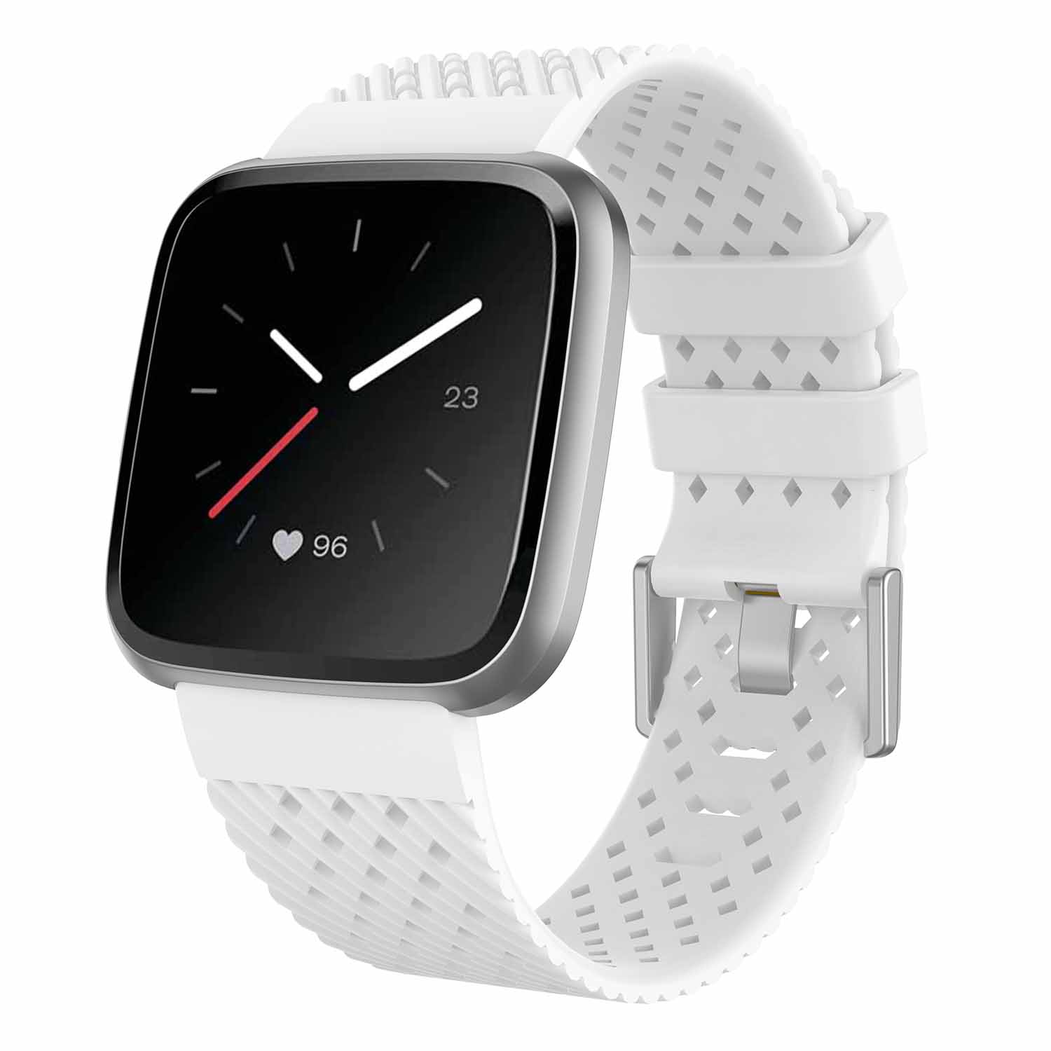Fb.r44.22 Main White StrapsCo Perforated Silicone Rubber Watch Band Strap For Fitbit Versa