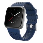 Fb.r44.5 Main Blue StrapsCo Perforated Silicone Rubber Watch Band Strap For Fitbit Versa