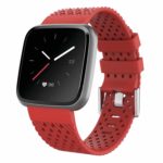 Fb.r44.6 Main Red StrapsCo Perforated Silicone Rubber Watch Band Strap For Fitbit Versa