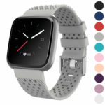 Fb.r44.7 Gallery Grey StrapsCo Perforated Silicone Rubber Watch Band Strap For Fitbit Versa