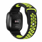 Fb.r47.1.11 Back Black & Green StrapsCo Perforated Rubber Watch Band Strap For Fitbit Versa
