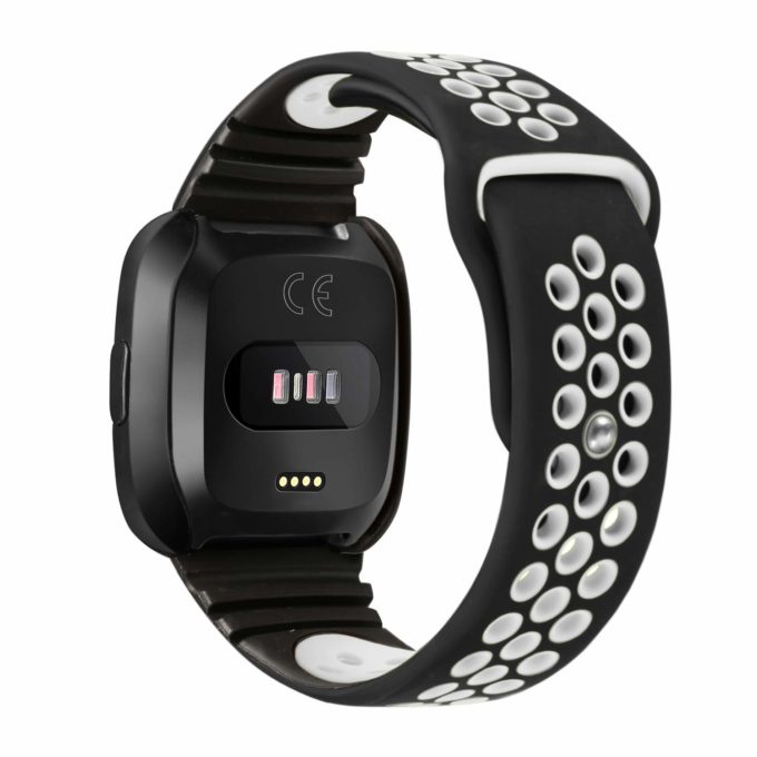 Fb.r47.1.22 Back Black & White StrapsCo Perforated Rubber Watch Band Strap For Fitbit Versa