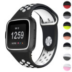 Fb.r47.1.22 Gallery Black & White StrapsCo Perforated Rubber Watch Band Strap For Fitbit Versa