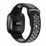 Fb.r47.1.7 Back Black & Grey StrapsCo Perforated Rubber Watch Band Strap For Fitbit Versa