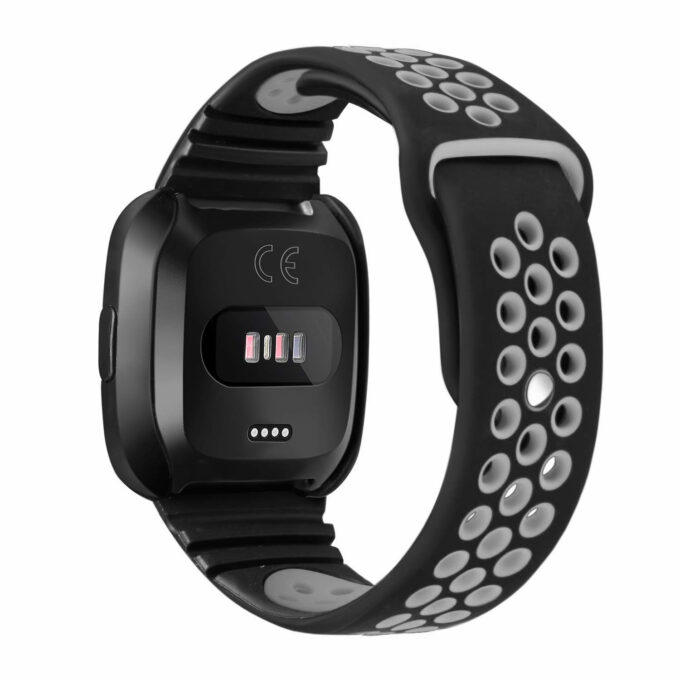 Fb.r47.1.7 Back Black & Grey StrapsCo Perforated Rubber Watch Band Strap For Fitbit Versa