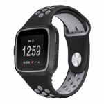 Fb.r47.1.7 Main Black & Grey StrapsCo Perforated Rubber Watch Band Strap For Fitbit Versa