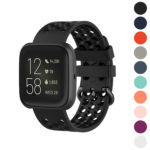 Fb.r49.1 Gallery Black StrapsCo Perforated Silicone Rubber Watch Band Strap For Fitbit Versa