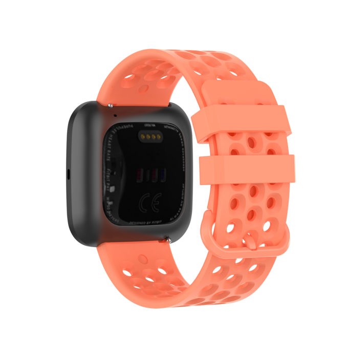 Fb.r49.12 Back Pink Orange StrapsCo Perforated Silicone Rubber Watch Band Strap For Fitbit Versa