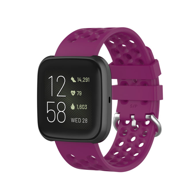 Fb.r49.18 Main Purple StrapsCo Perforated Silicone Rubber Watch Band Strap For Fitbit Versa