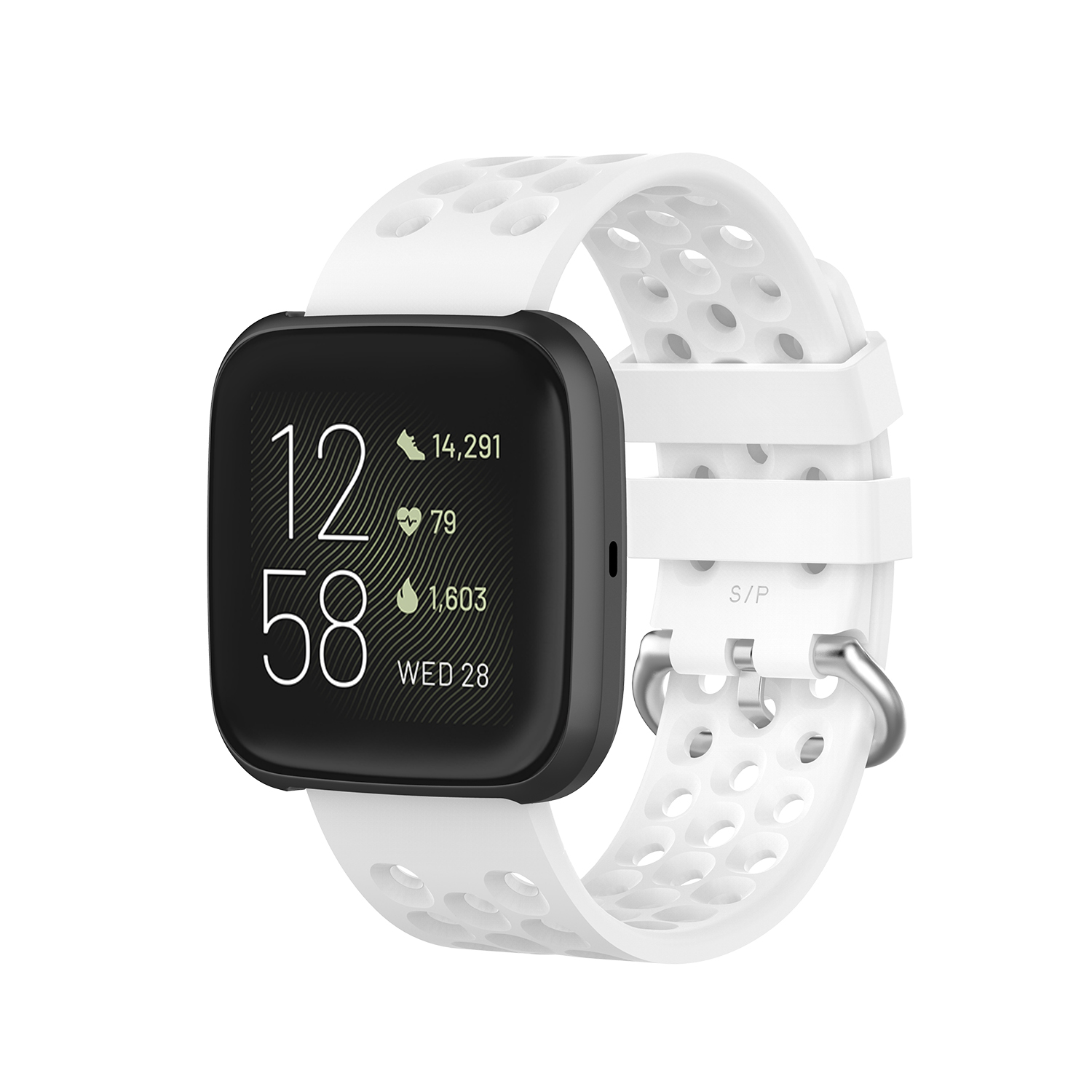 Fb.r49.22 Main White StrapsCo Perforated Silicone Rubber Watch Band Strap For Fitbit Versa