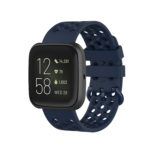 Fb.r49.5 Main Navy Blue StrapsCo Perforated Silicone Rubber Watch Band Strap For Fitbit Versa