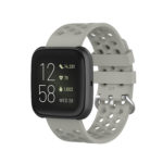 Fb.r49.7 Main Grey StrapsCo Perforated Silicone Rubber Watch Band Strap For Fitbit Versa