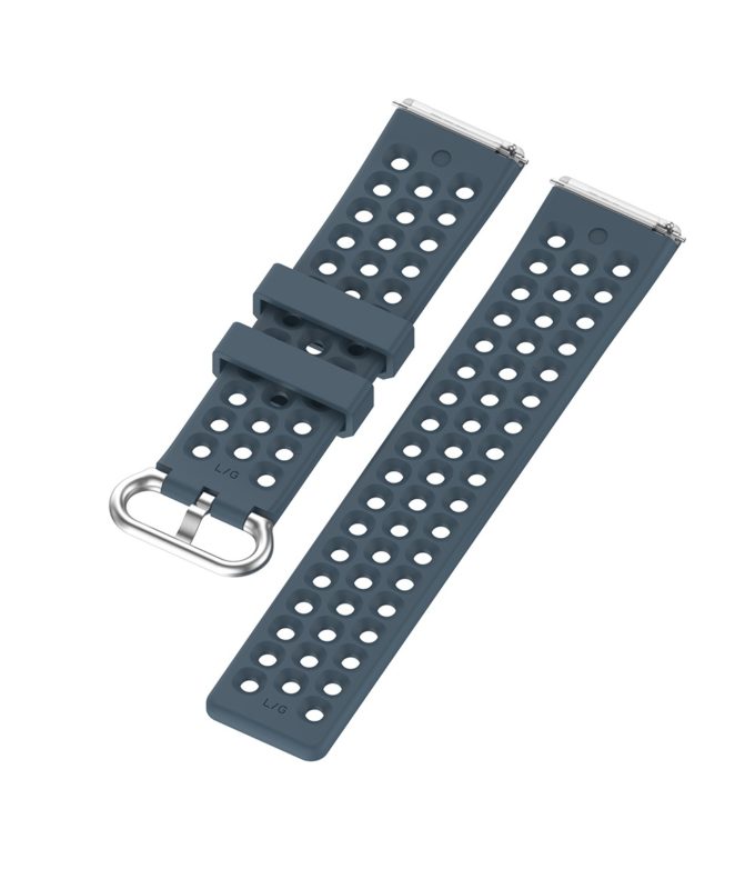 Fb.r49.7a Angle Blue Grey StrapsCo Perforated Silicone Rubber Watch Band Strap For Fitbit Versa