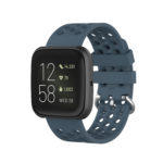 Fb.r49.7a Main Blue Grey StrapsCo Perforated Silicone Rubber Watch Band Strap For Fitbit Versa