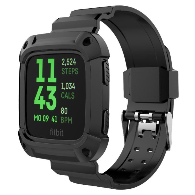 Fb.r50.1 Main Black StrapsCo Silicone Rubber Watch Band Strap With 2 Pronged Buckle For Fitbit Versa